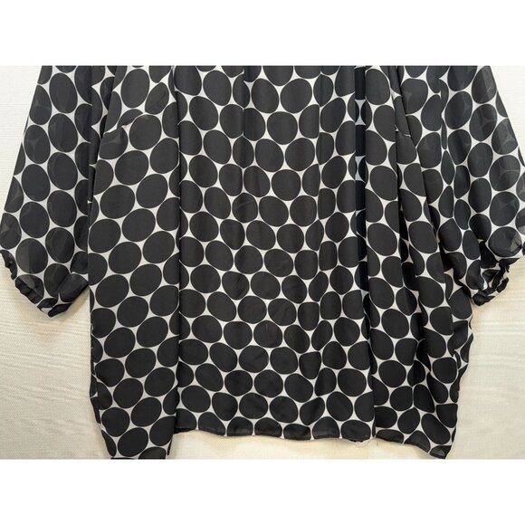 Maggie Barnes Womens Tunic Top Size 4X Black White Polka Dot Beaded Satin - Picture 6 of 16